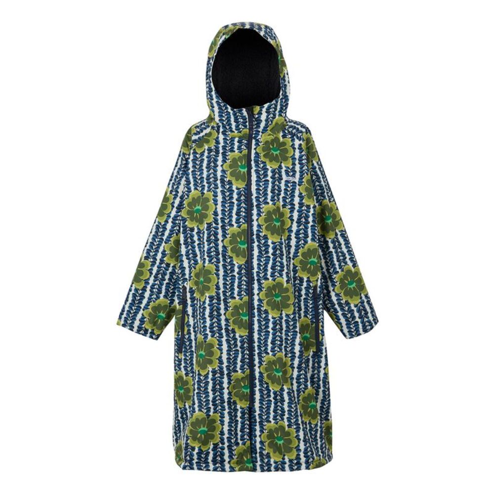Floral Hooded Varsity Jacket - Green and Blue